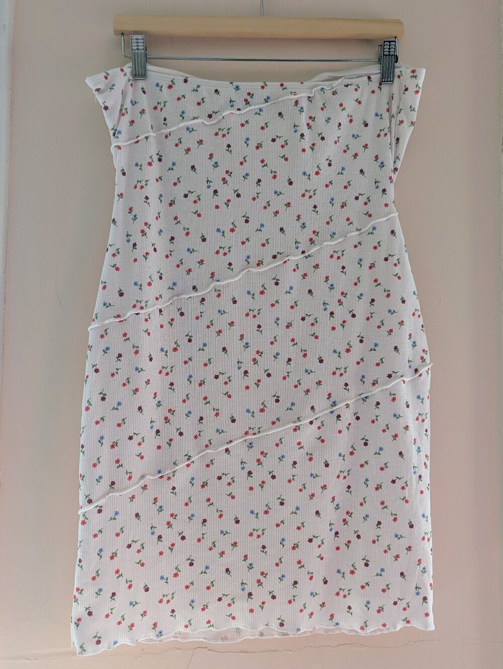 Princess Polly Oscar White Mini Dress Floral Strapless Ribbed Cute Sz 12